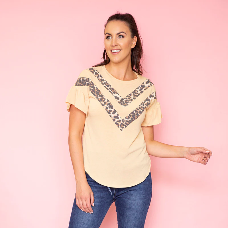 Cheever Chevron Ruffled Sleeve Top (Mustard) - Image 8