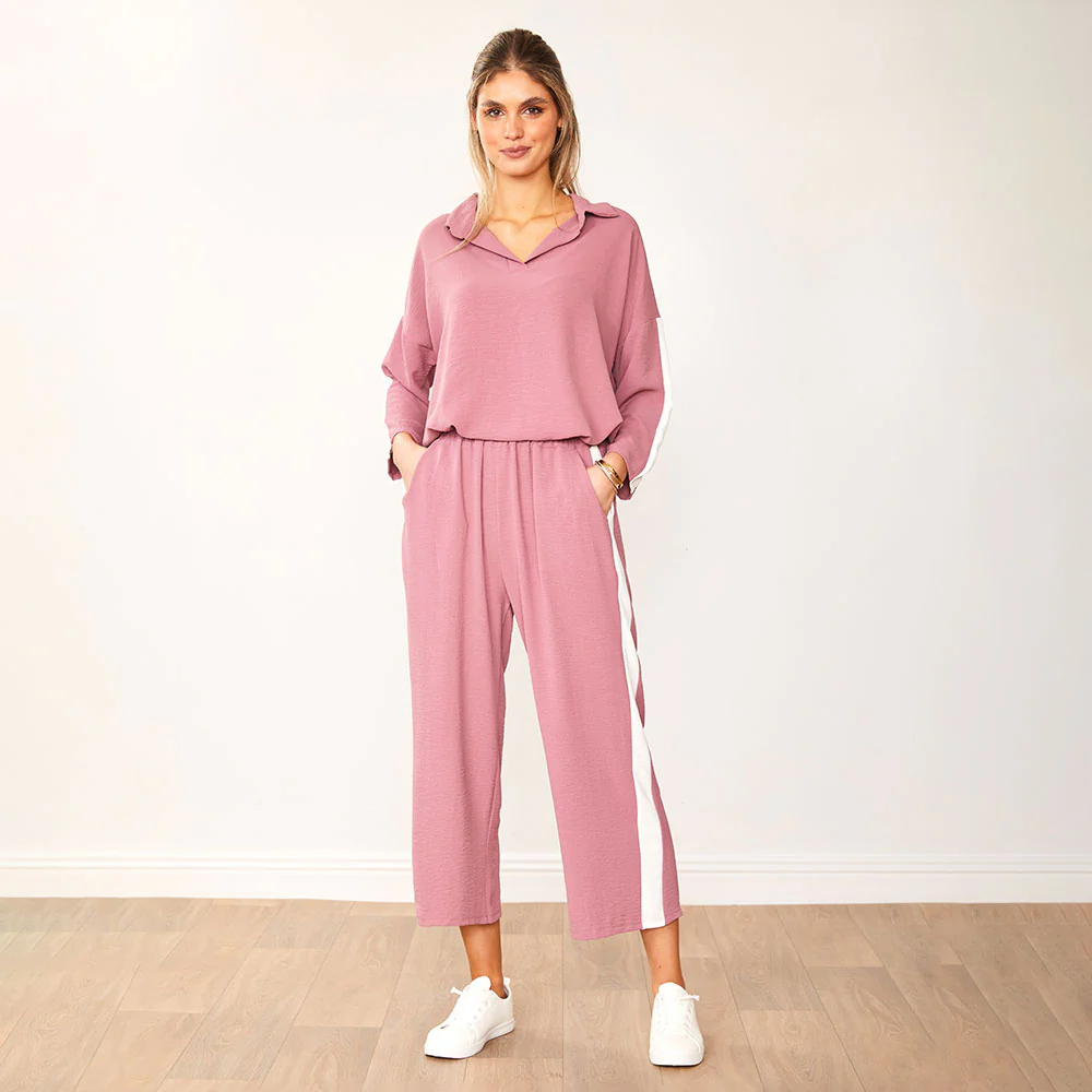 Clara Co-Ord (Mauve & White) - Image 4