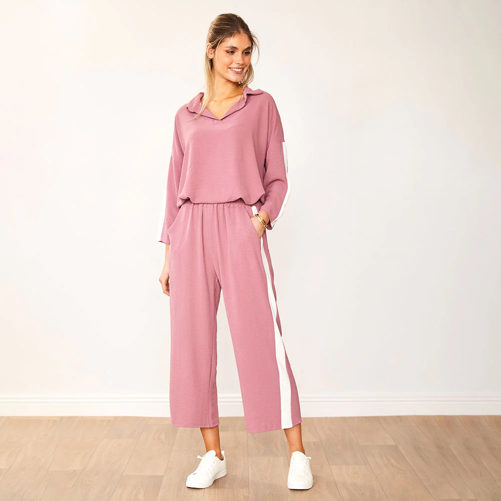 Clara Co-Ord (Mauve & White) - Image 6