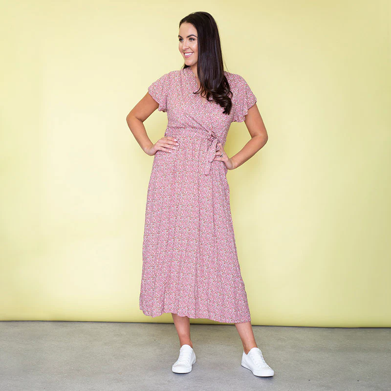 Carmen Floral Midi Dress (Baby Pink) - Image 4