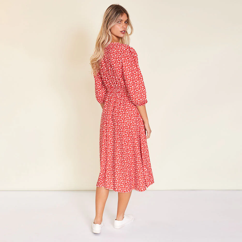 Daisy Dress (Red Floral) - Image 3