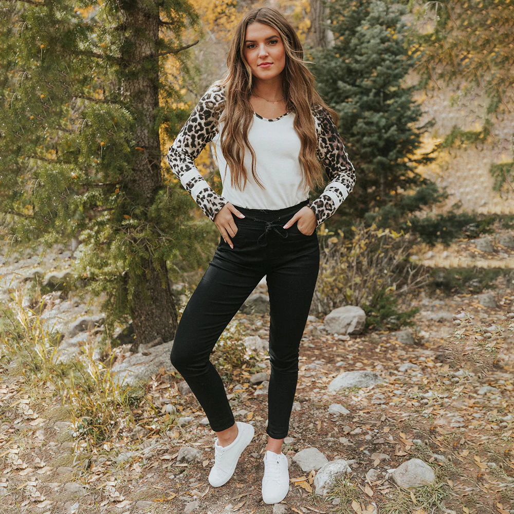 Dana Drawstring Classic Jeggings (Black) - Image 18