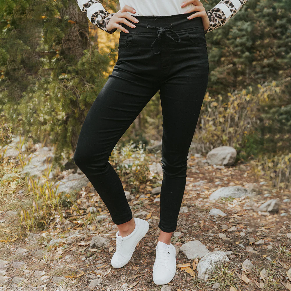 Dana Drawstring Classic Jeggings (Black) - Image 19