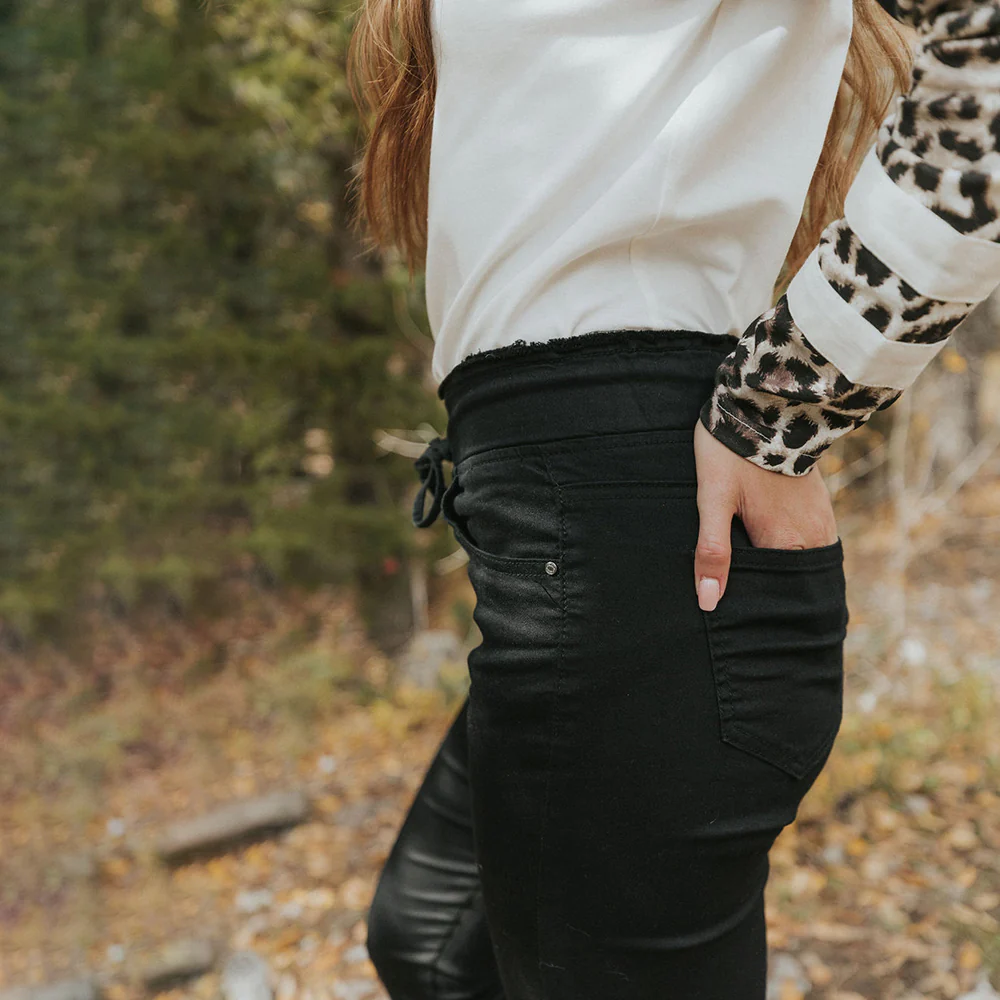 Dana Drawstring Classic Jeggings (Black) - Image 21