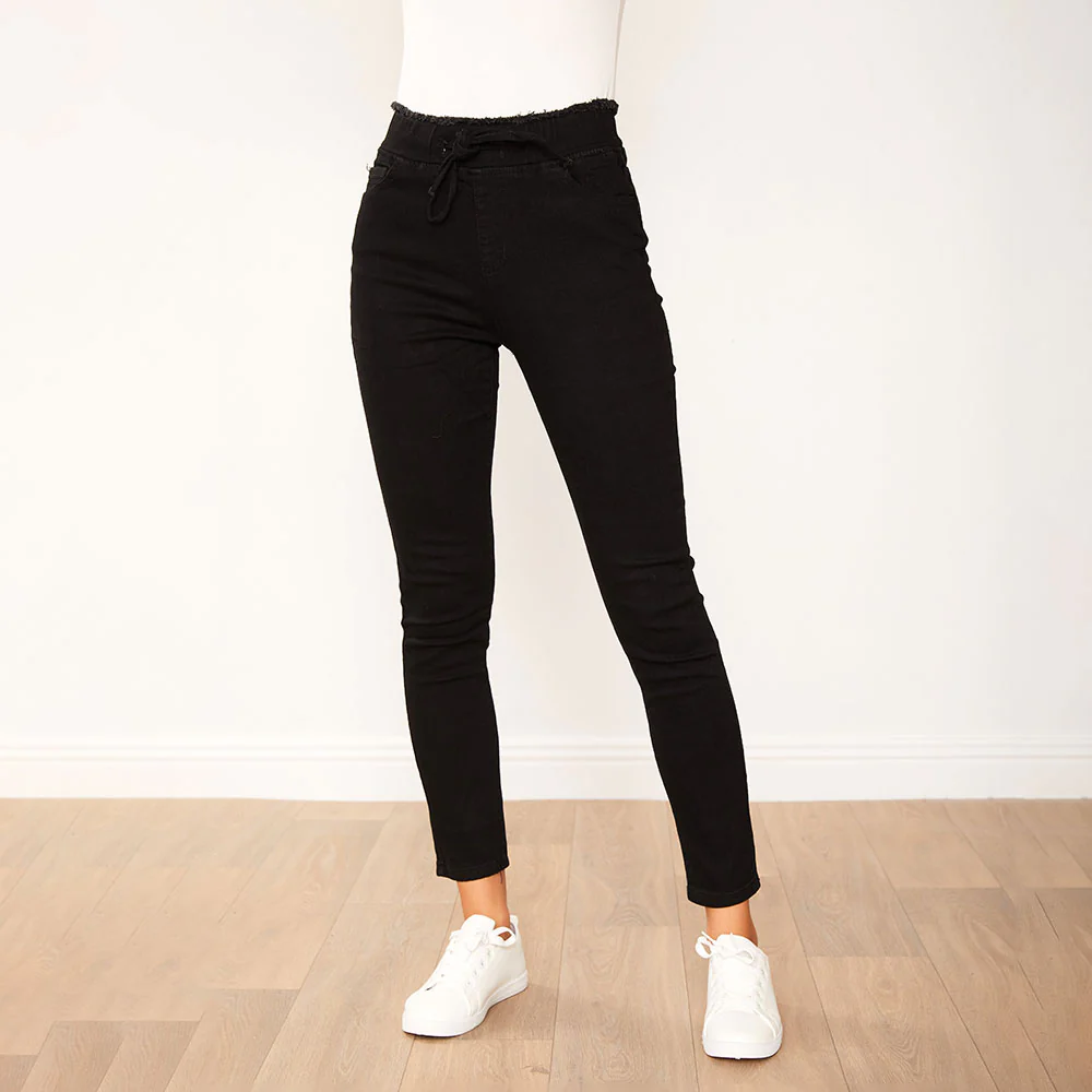 Dana Drawstring Classic Jeggings (Black) - Image 6