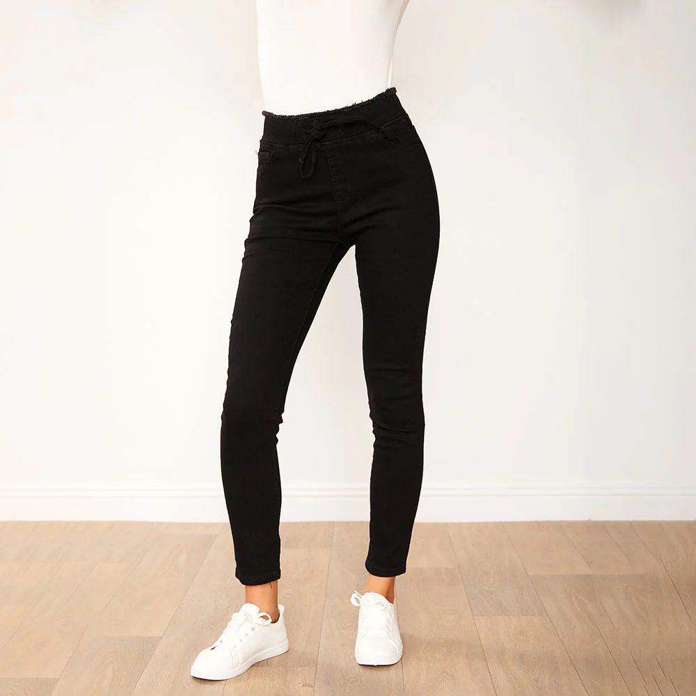 Dana Drawstring Classic Jeggings (Black) - Image 8