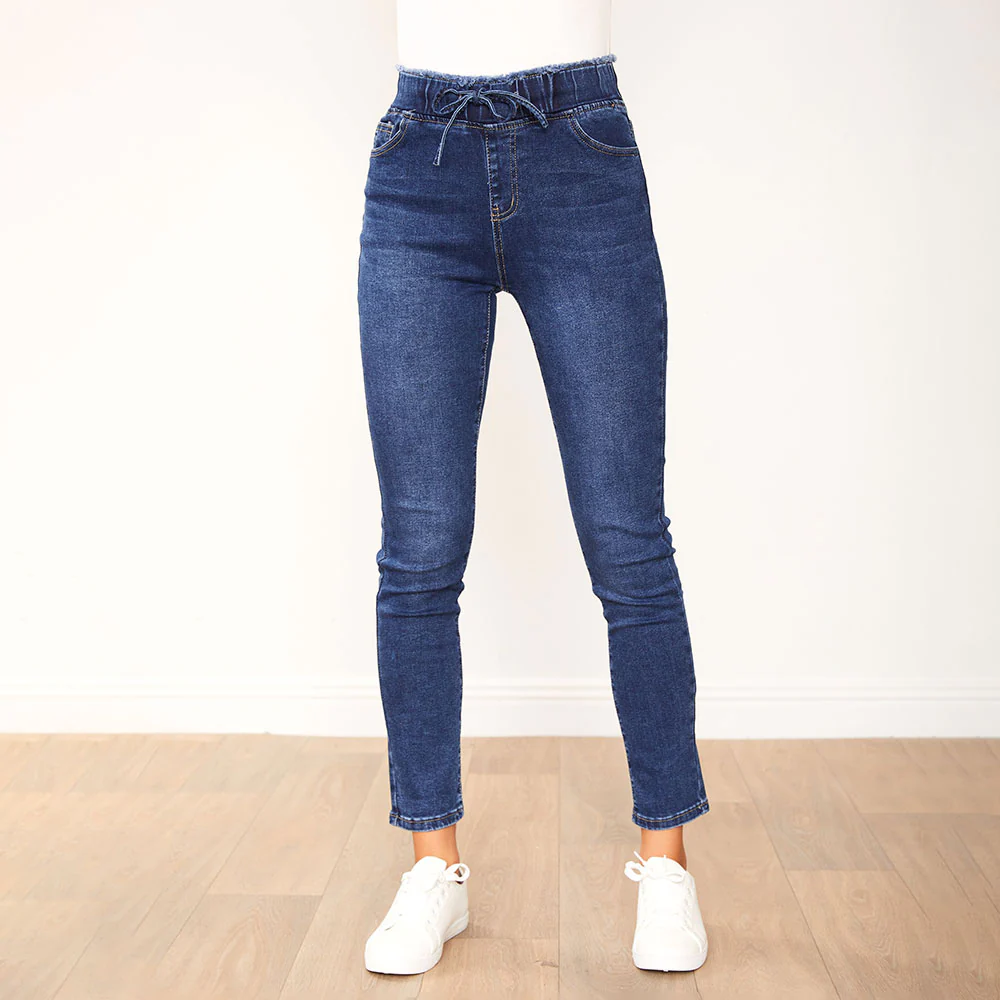 Dana Drawstring Classic Jeggings (Dark Blue) - Image 16