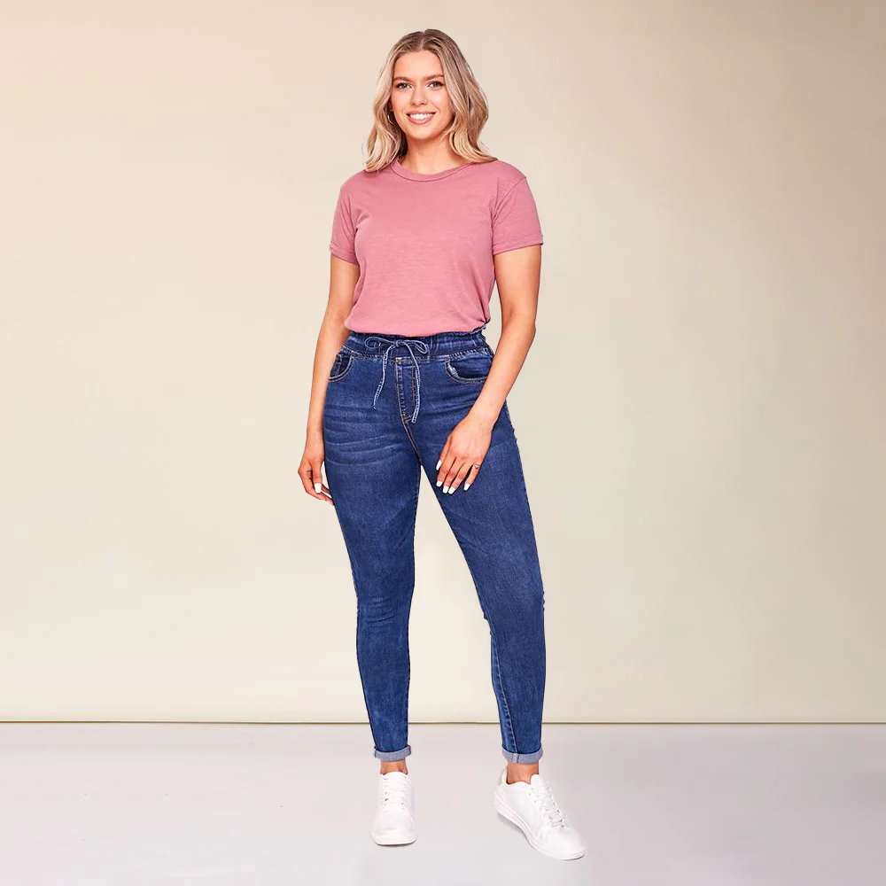 Dana Drawstring Classic Jeggings (Dark Blue) - Image 17