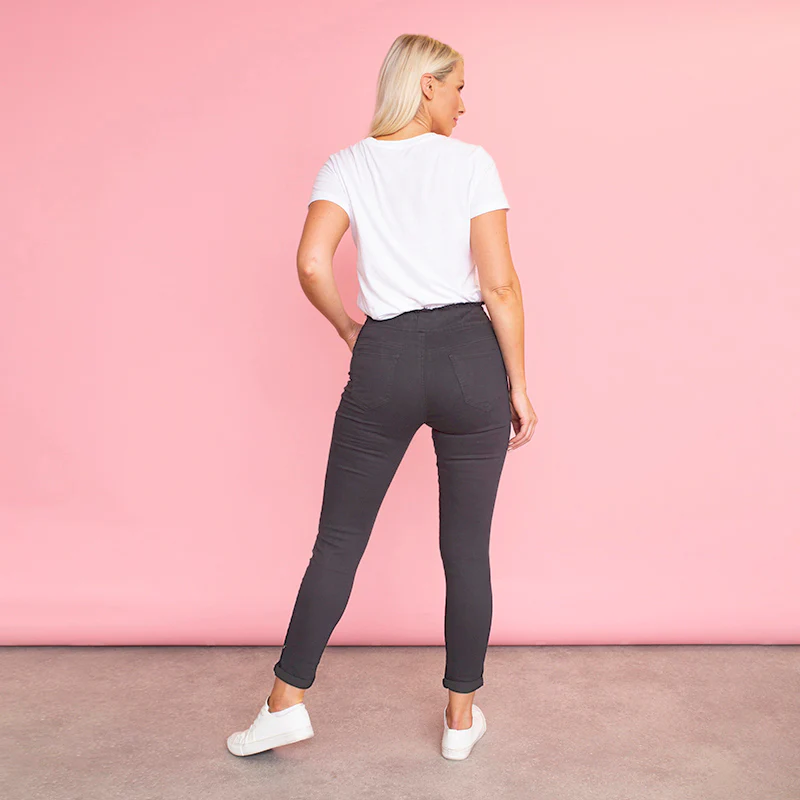 Dana Drawstring Vintage Jeggings (Black) - Image 2