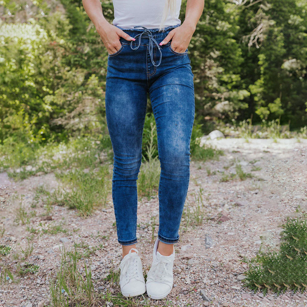 Dana Drawstring Classic Jeggings (Blue) - Image 11