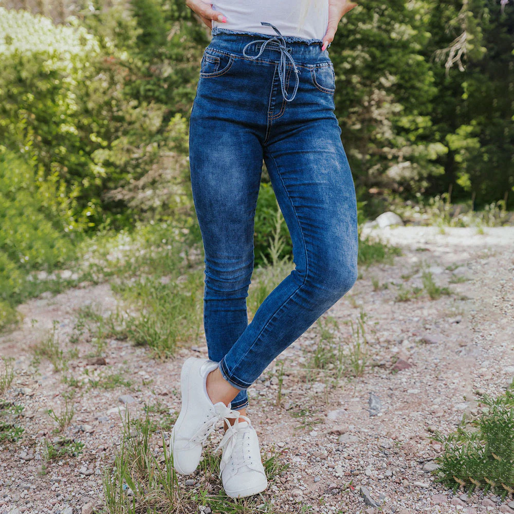 Dana Drawstring Classic Jeggings (Blue) - Image 13
