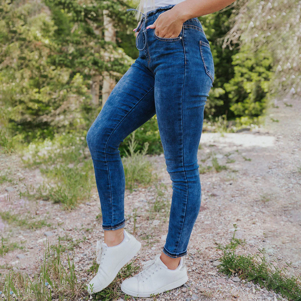 Dana Drawstring Classic Jeggings (Blue) - Image 15