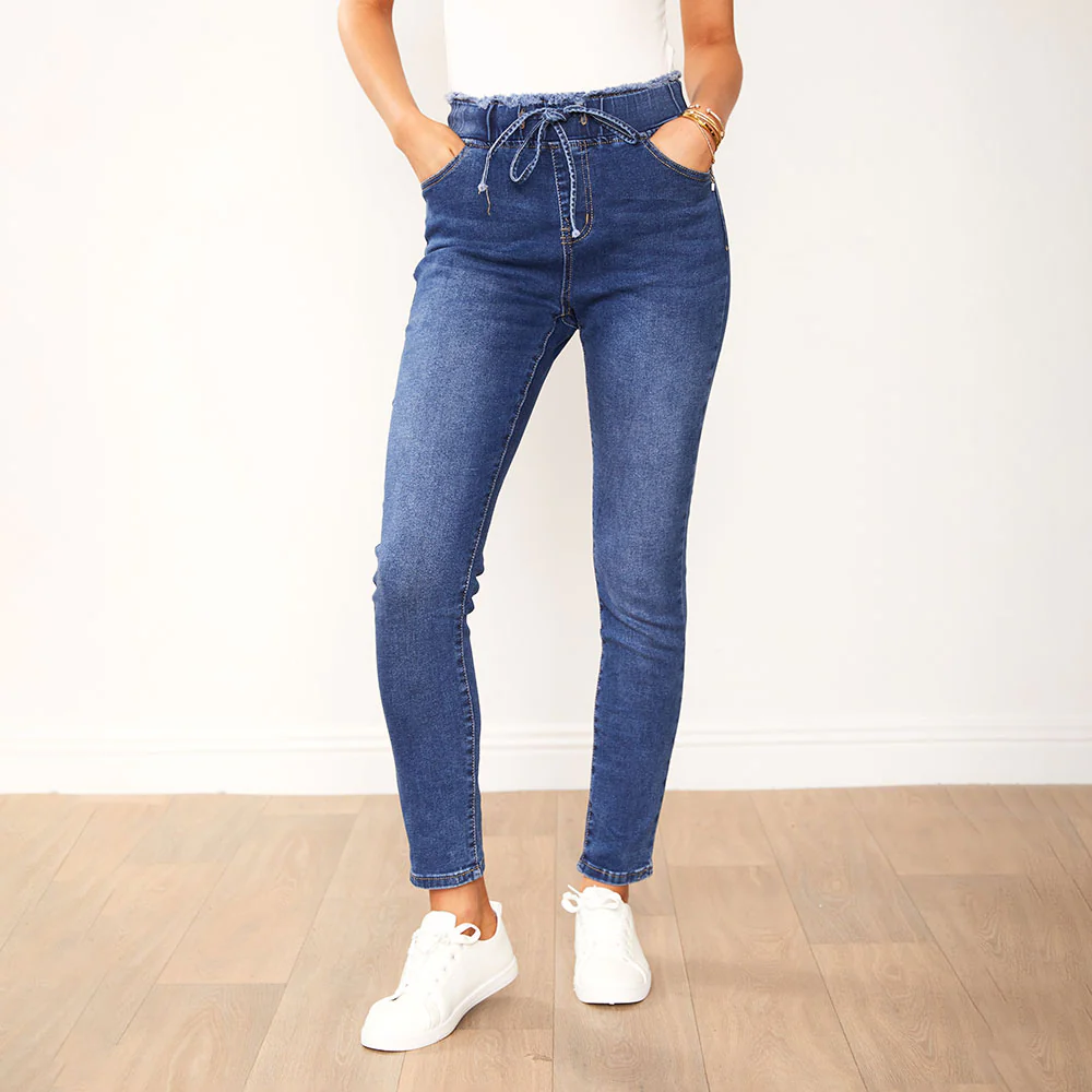 Dana Drawstring Classic Jeggings (Blue) - Image 34