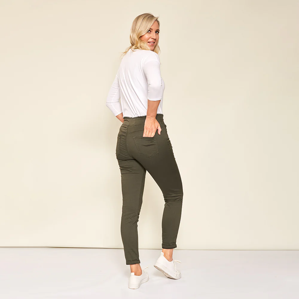 Dana Drawstring Classic Jeggings (Khaki) - Image 14