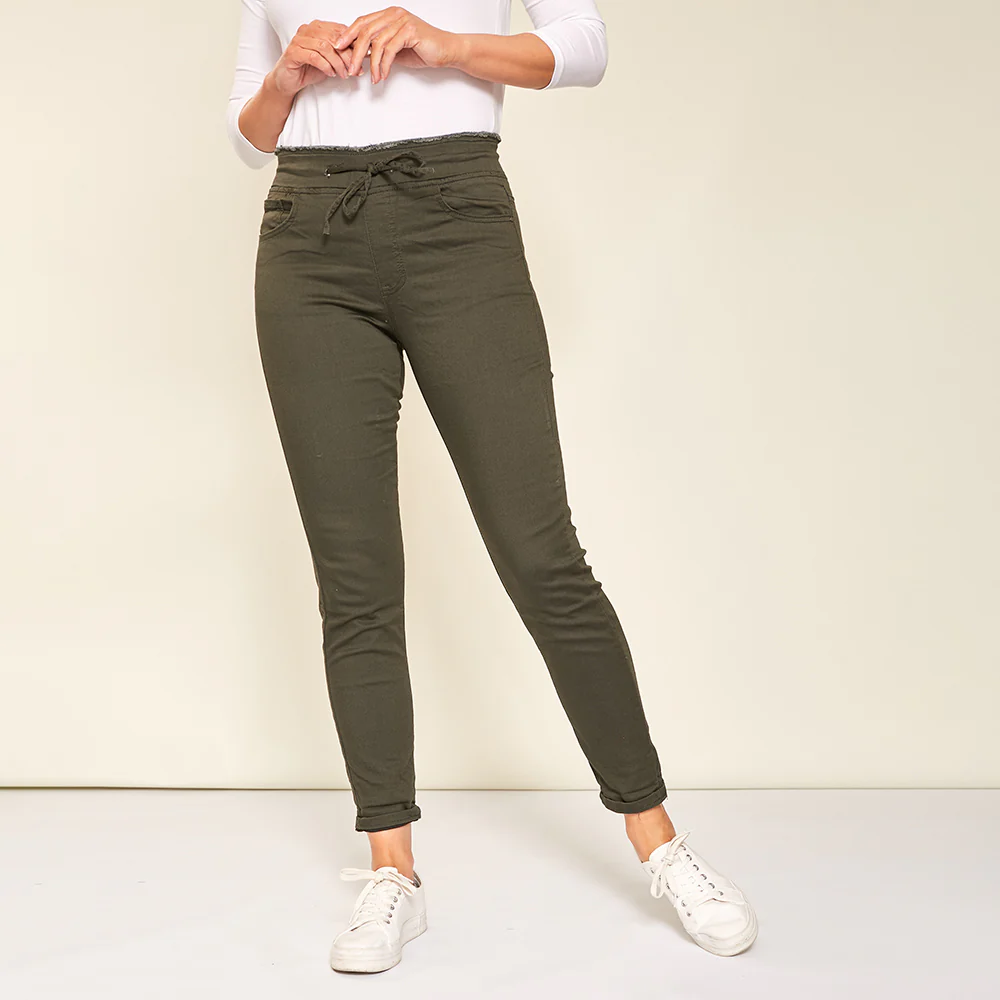 Dana Drawstring Classic Jeggings (Khaki) - Image 6