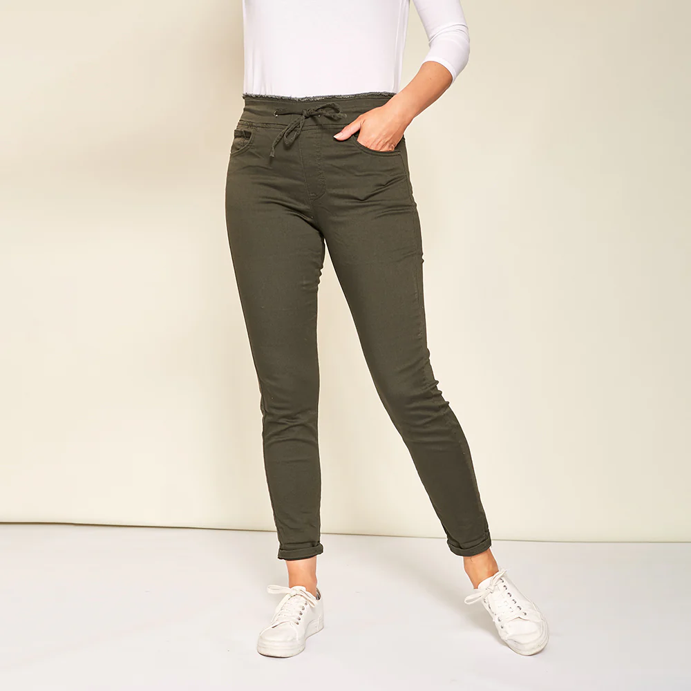 Dana Drawstring Classic Jeggings (Khaki) - Image 8