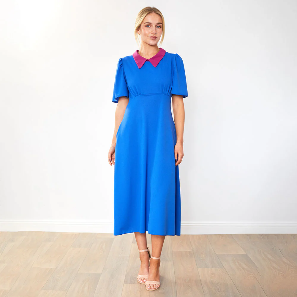 Dawson Dress (Cobalt/Ruby Collar) - Image 3