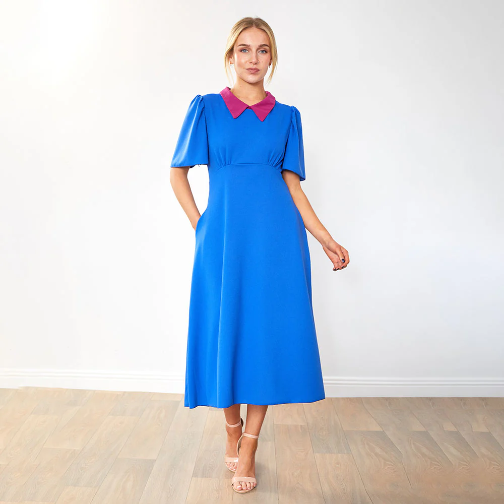 Dawson Dress (Cobalt/Ruby Collar) - Image 7