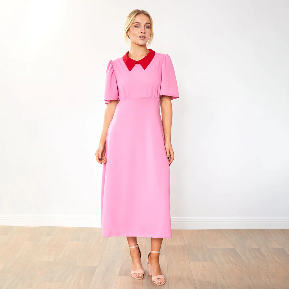 Dawson Dress (Pink/Red Collar) - Image 3