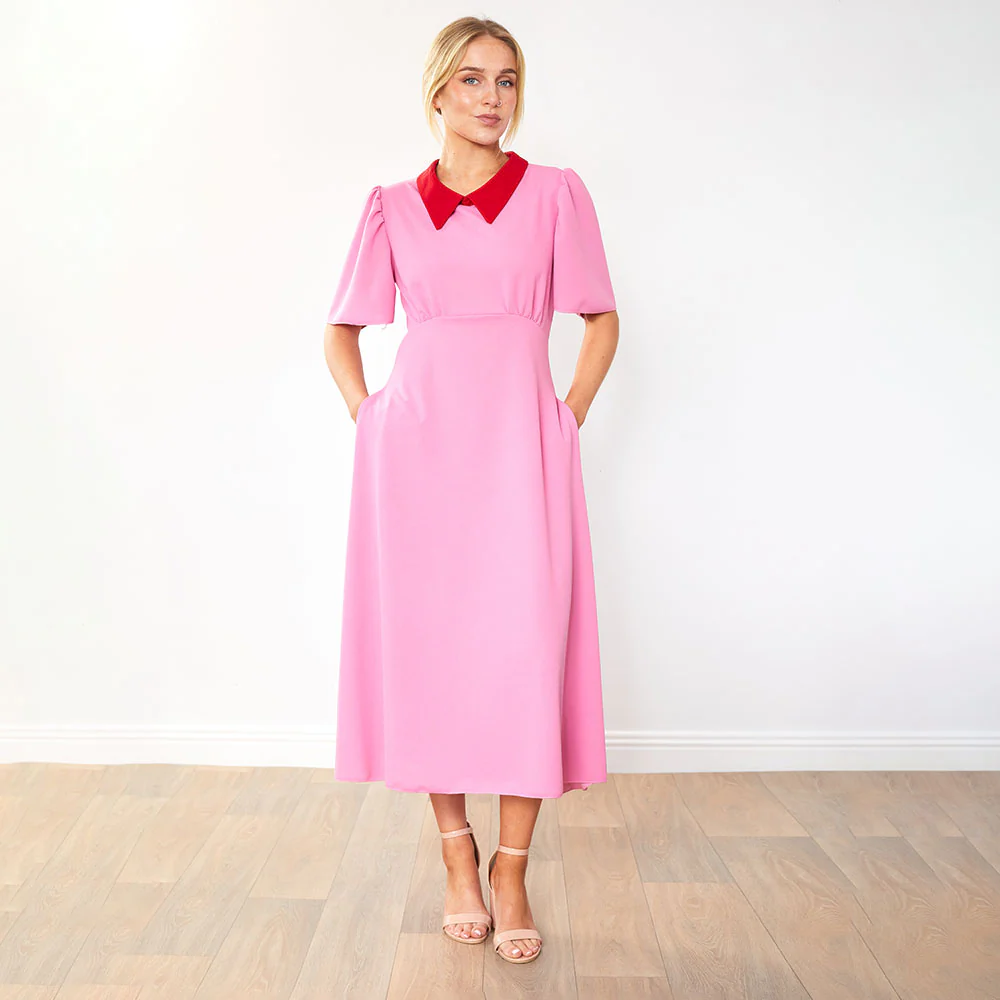Dawson Dress (Pink/Red Collar) - Image 4