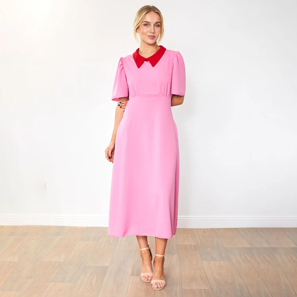 Dawson Dress (Pink/Red Collar) - Image 5
