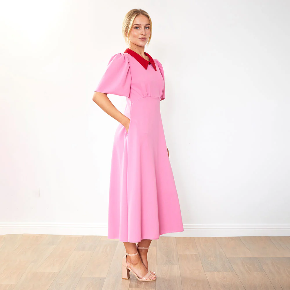 Dawson Dress (Pink/Red Collar) - Image 6