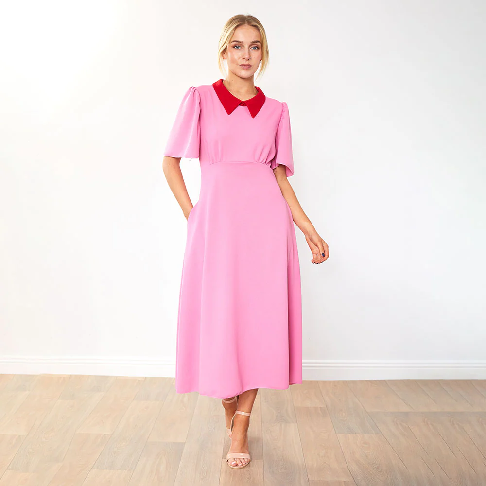 Dawson Dress (Pink/Red Collar) - Image 8