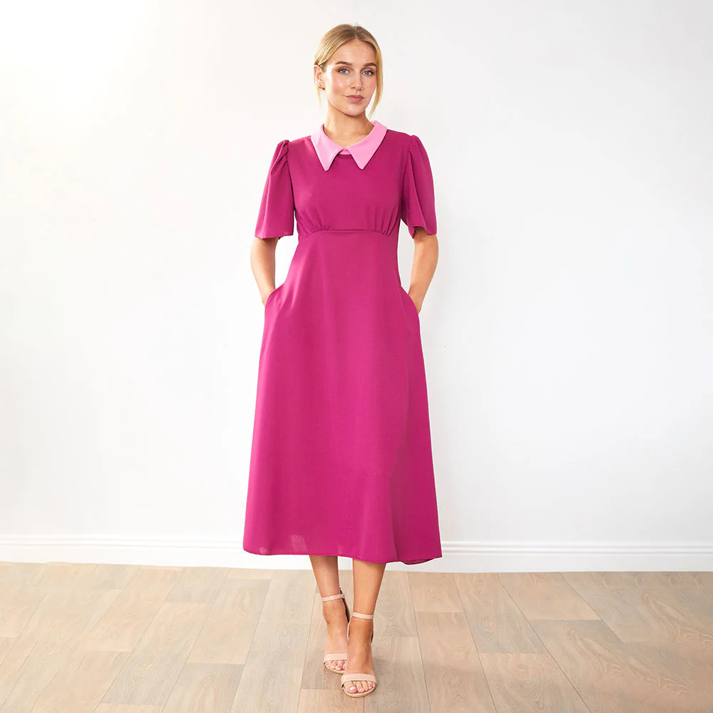 Dawson Dress (Ruby/Pink Collar) - Image 2