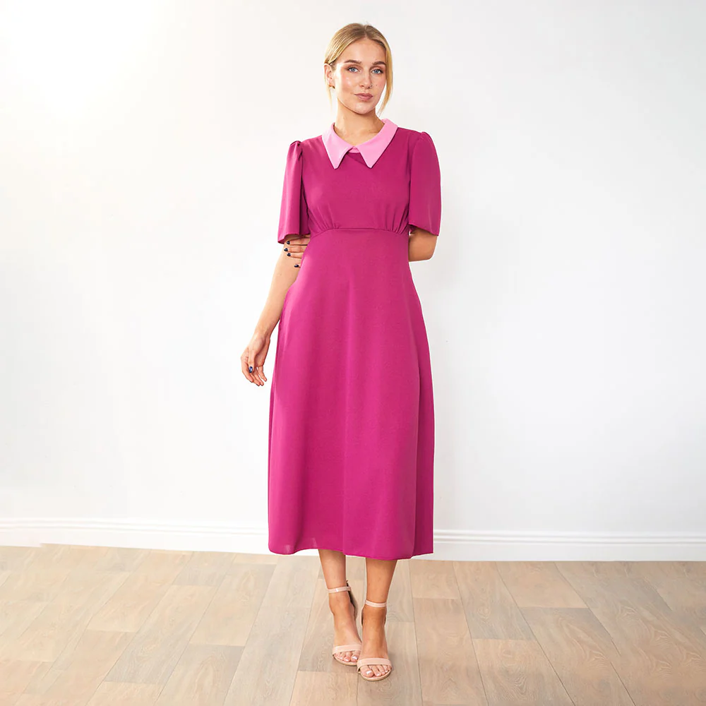 Dawson Dress (Ruby/Pink Collar) - Image 3