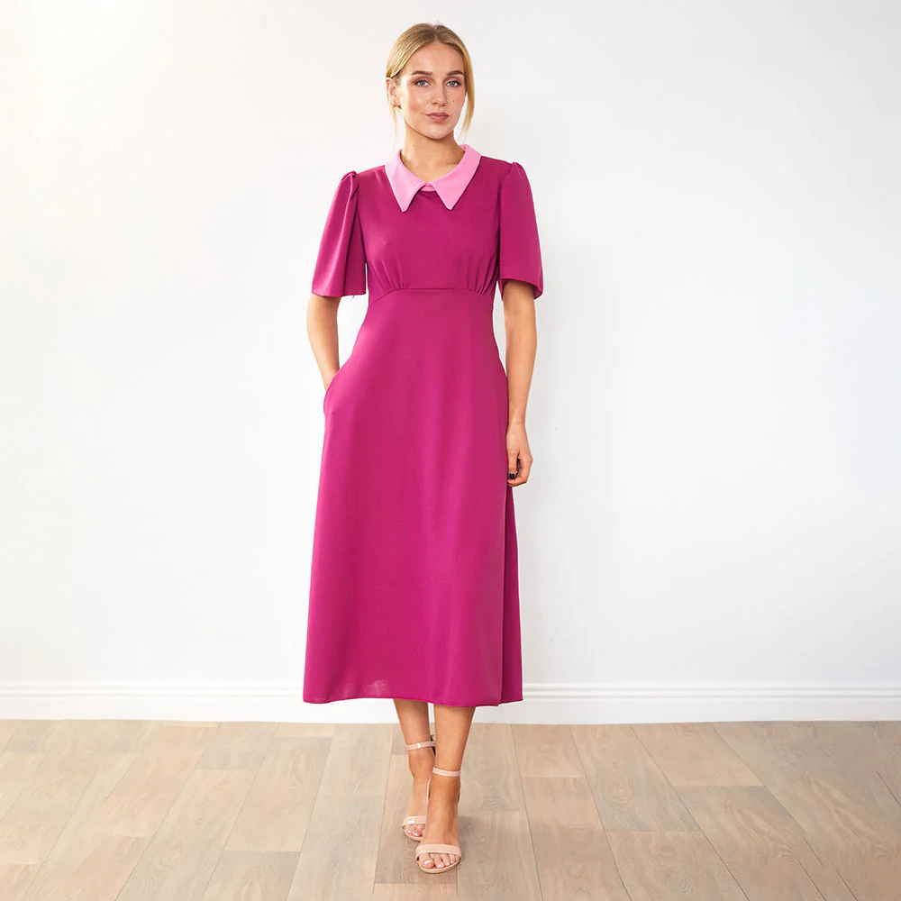 Dawson Dress (Ruby/Pink Collar) - Image 4