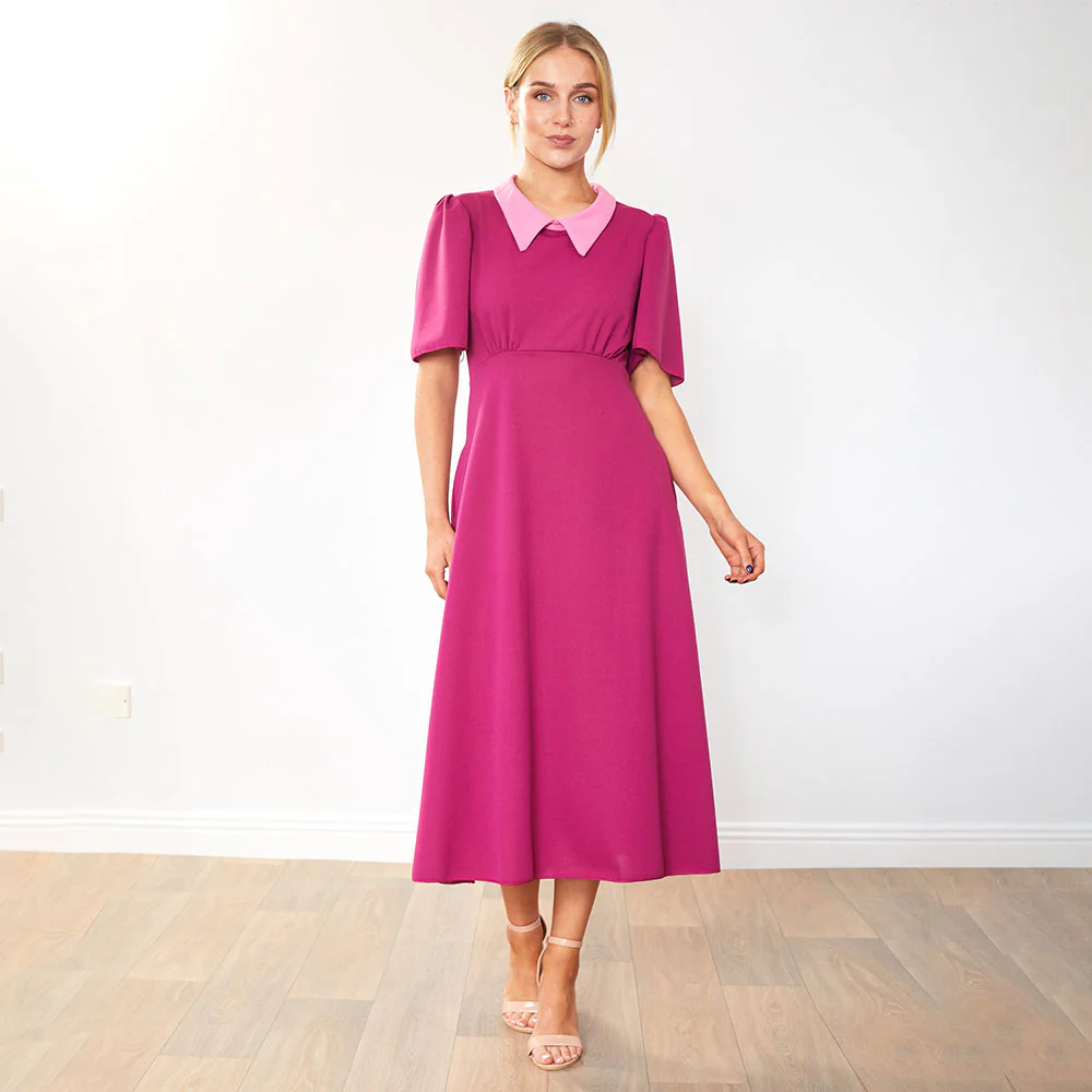 Dawson Dress (Ruby/Pink Collar) - Image 5