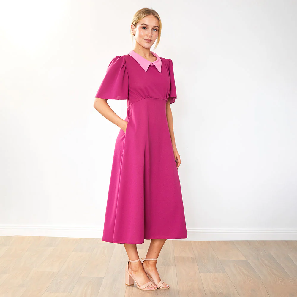 Dawson Dress (Ruby/Pink Collar) - Image 6