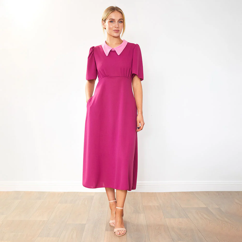 Dawson Dress (Ruby/Pink Collar) - Image 7