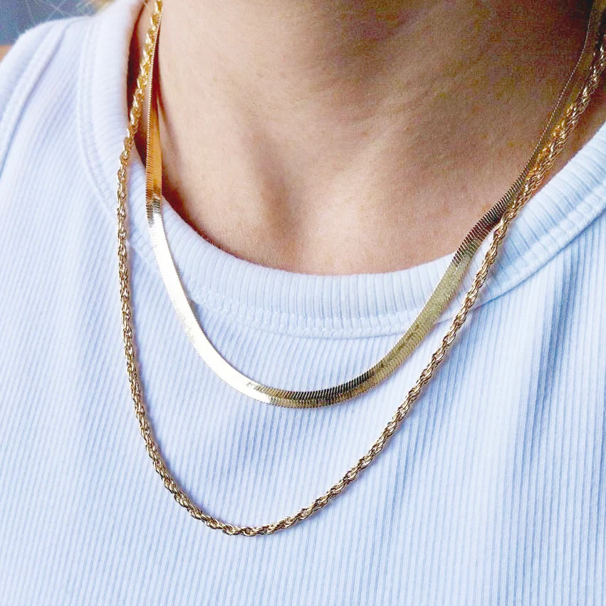 Double Layer twisted Rope chain (Gold)