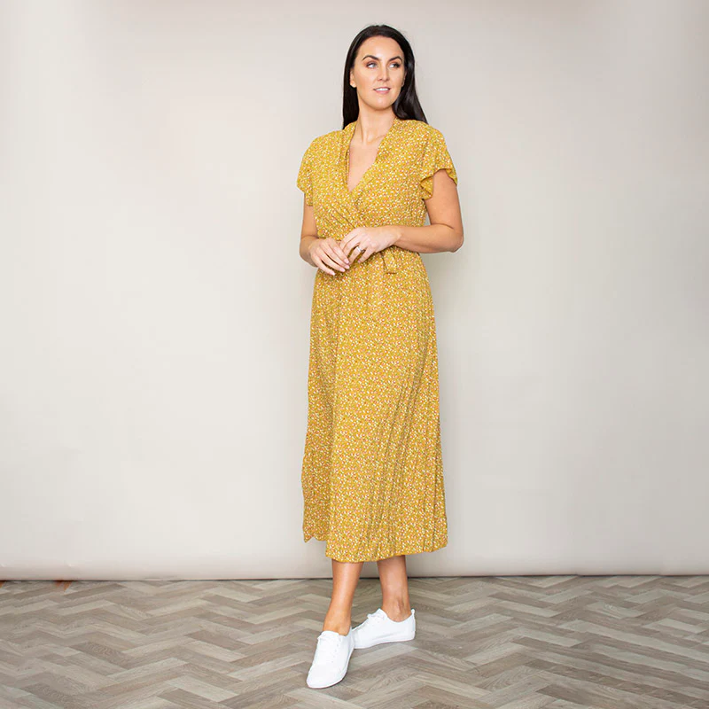 Carmen Floral Midi Dress (Sunflower) - Image 2