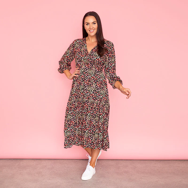 Lola Floral Dress (Black) - Image 2