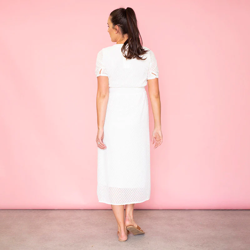 Rio Chevron Midi Dress (White) - Image 2
