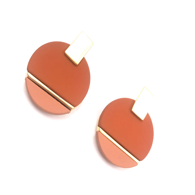 Gina Geometic Earring (Brick) - Image 2