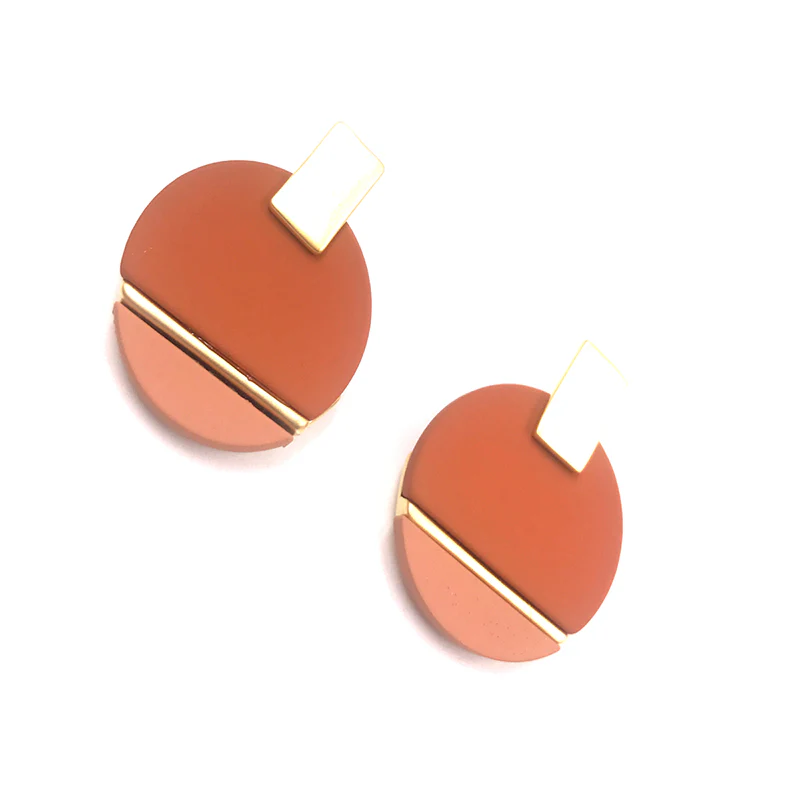 Gina Geometic Earring (Brick) - Image 4