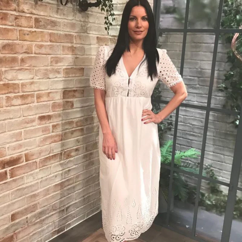 Elena Embroidery Dress White - Image 2