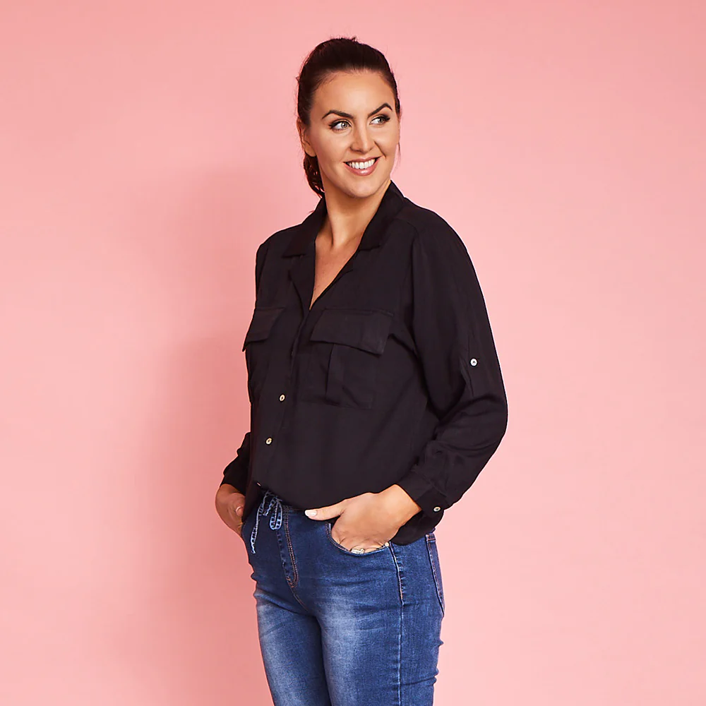 Elenor Pocket Shirt (Black) - Image 4