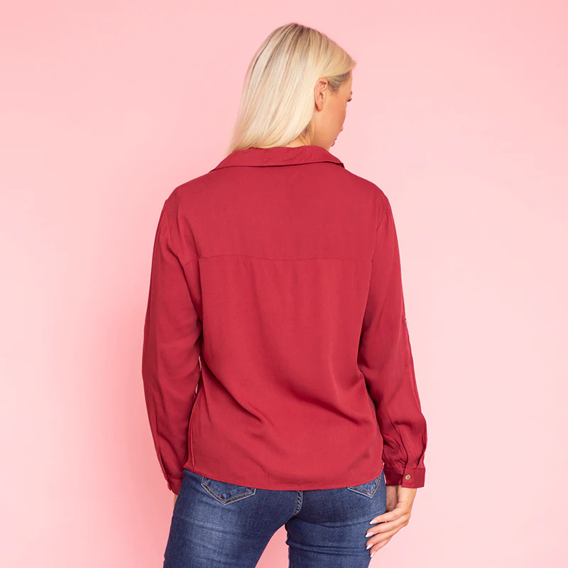 Elenor Pocket Shirt (Burgundy) - Image 5