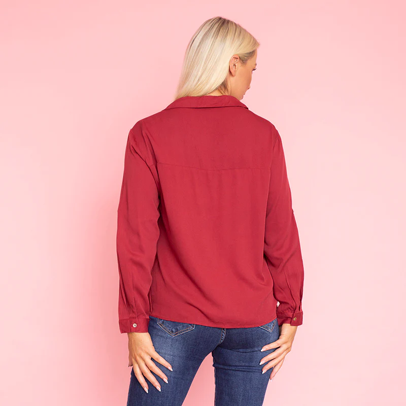 Elenor Pocket Shirt (Burgundy) - Image 7