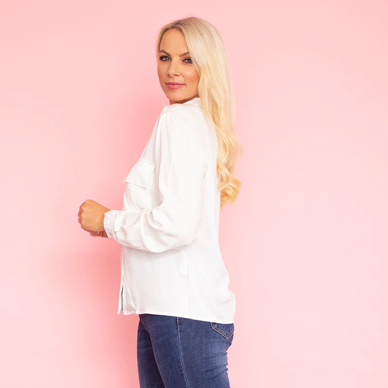 Elenor Pocket Shirt (White) - Image 6