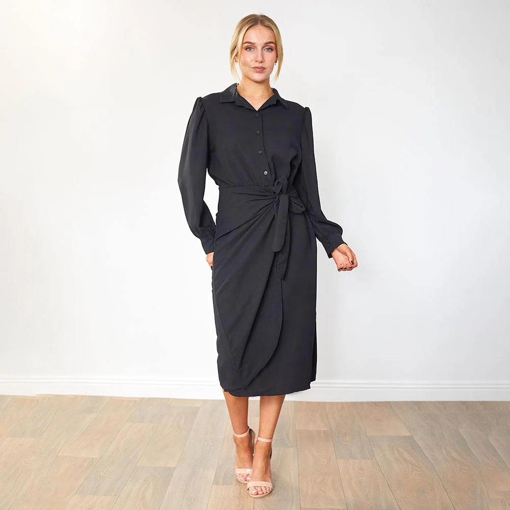 Emerson Wrap Dress (Black) - Image 9