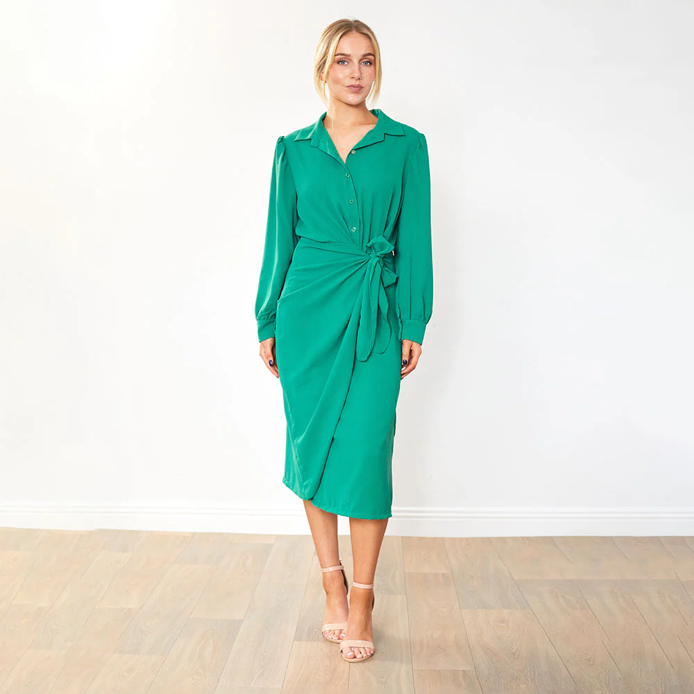 Emerson Wrap Dress (Green) - Image 5