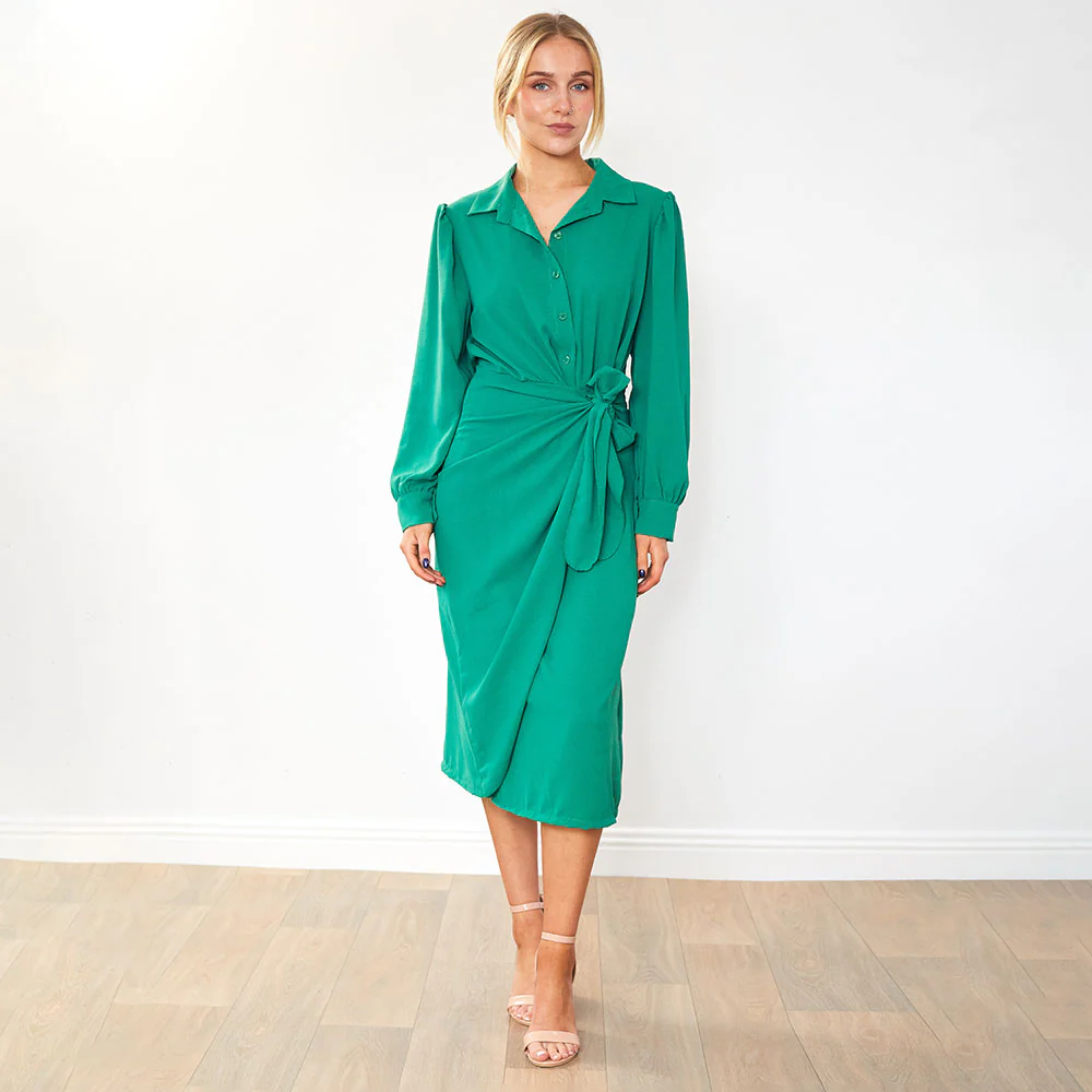 Emerson Wrap Dress (Green) - Image 6