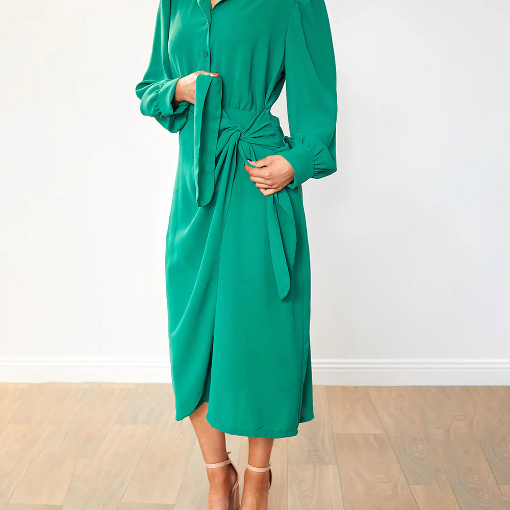 Emerson Wrap Dress (Green) - Image 8