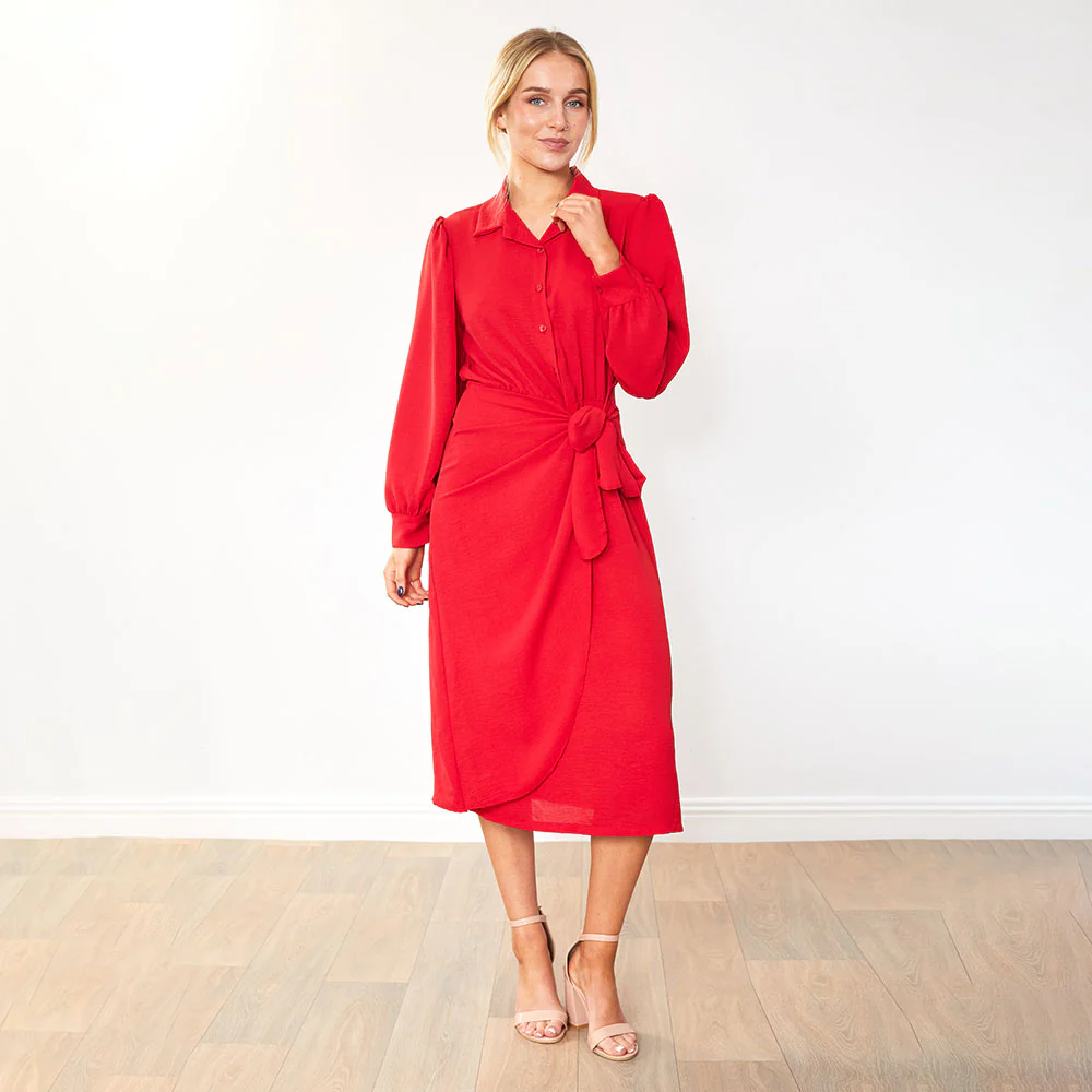 Emerson Wrap Dress (Red) - Image 2