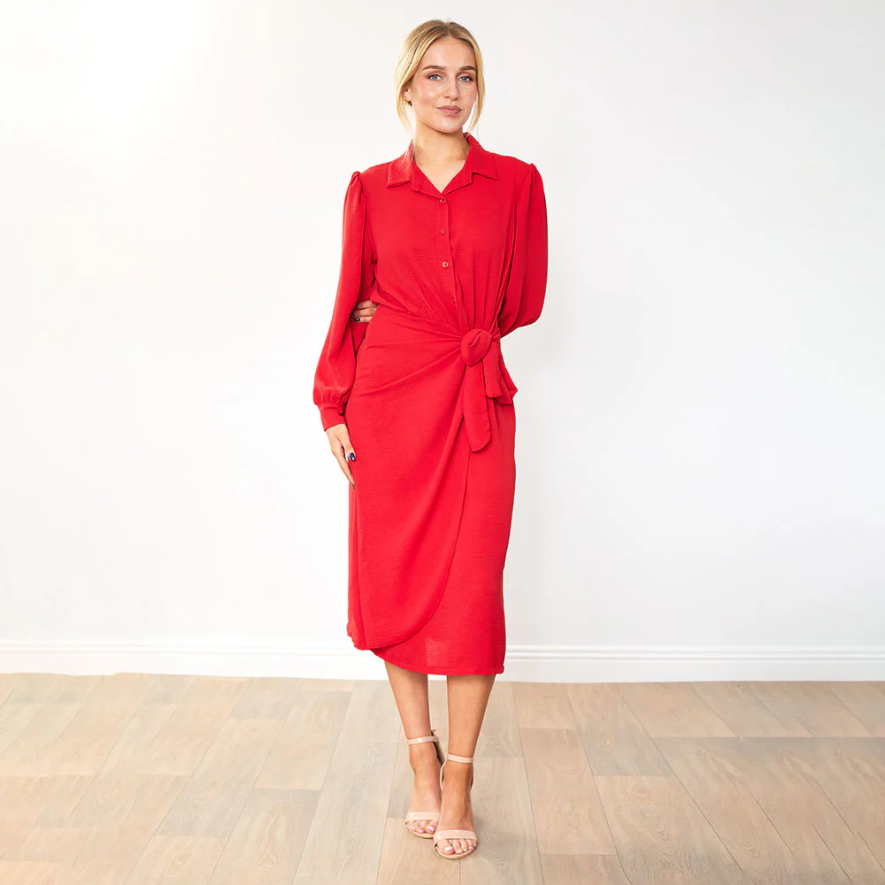 Emerson Wrap Dress (Red) - Image 3